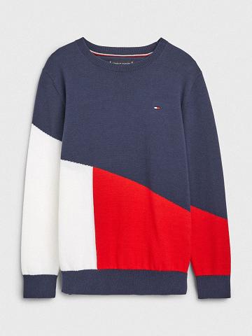 Sudaderas Tommy Hilfiger Colorblock Sueter Azul Marino | MX_G1195